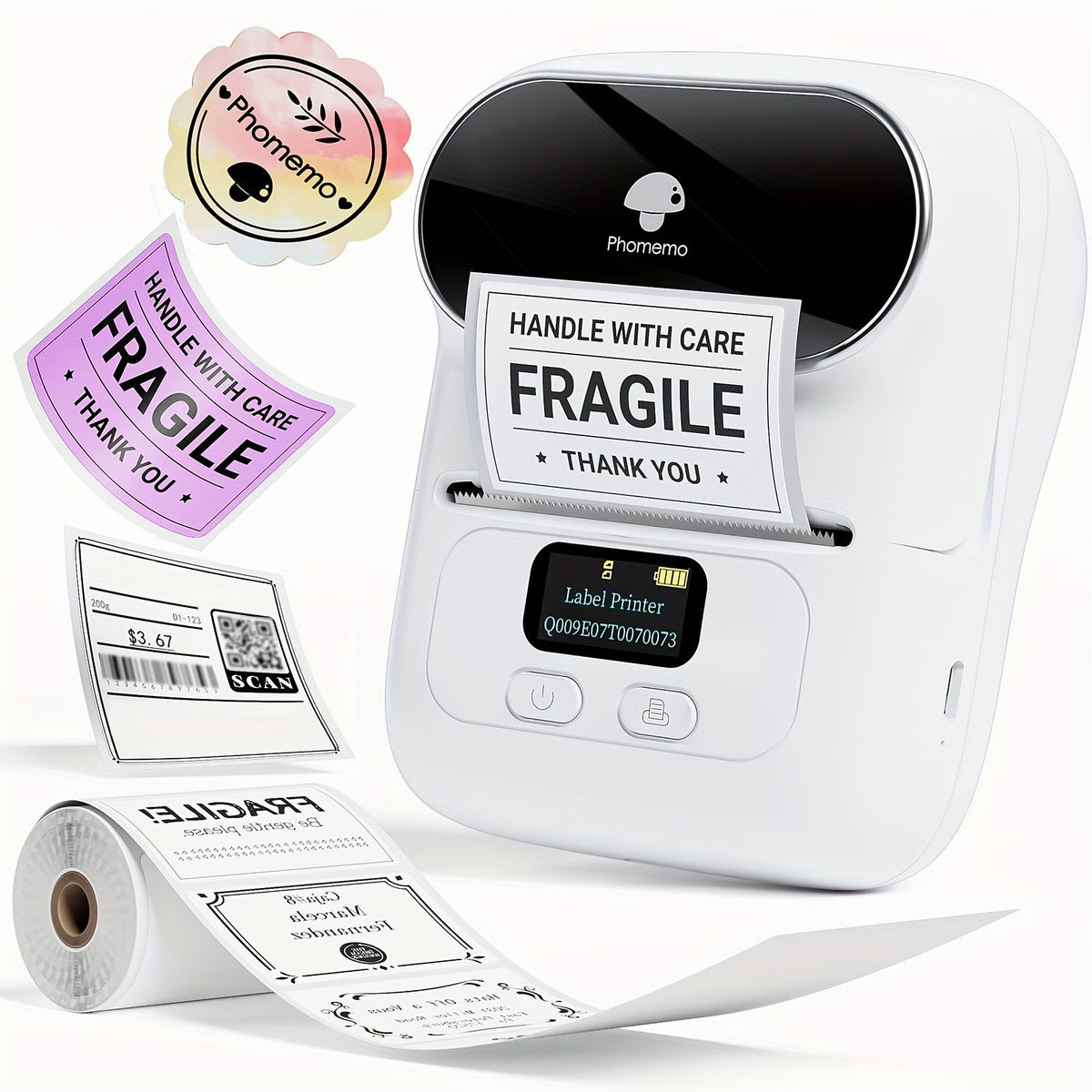 Draagbare draadloze labelmaker met één labelrol