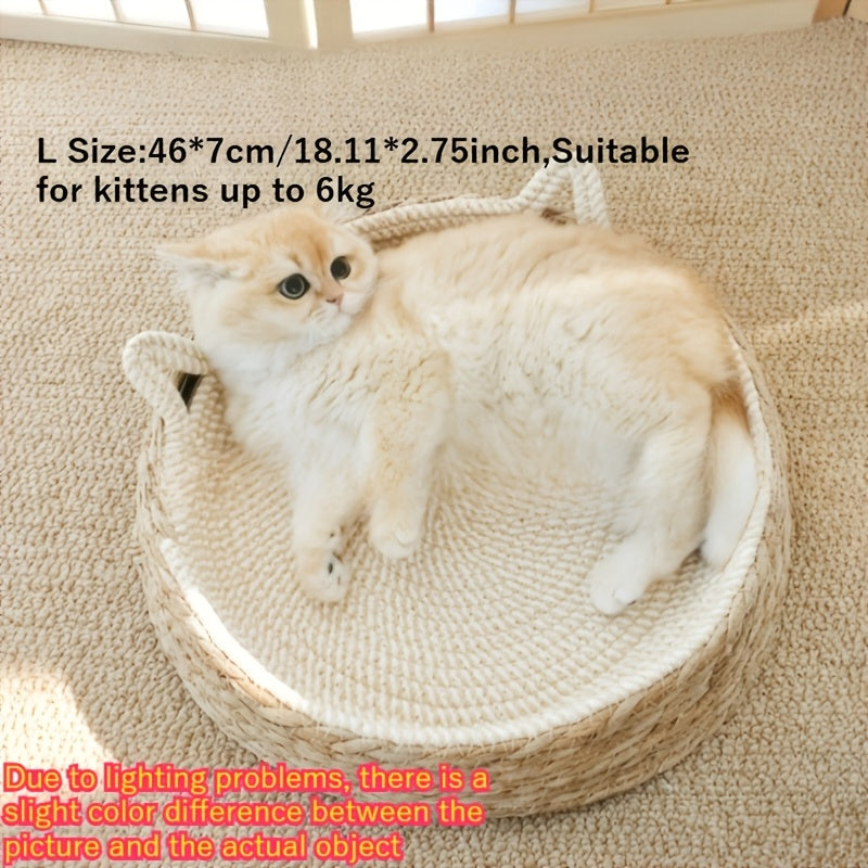 Gevlochten Kattenmand met Oren en Jute Kraboppervlak