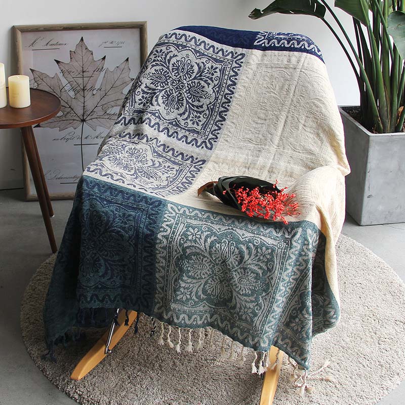 Bohemian chenille plaid - Jacquardpatroon met franjes