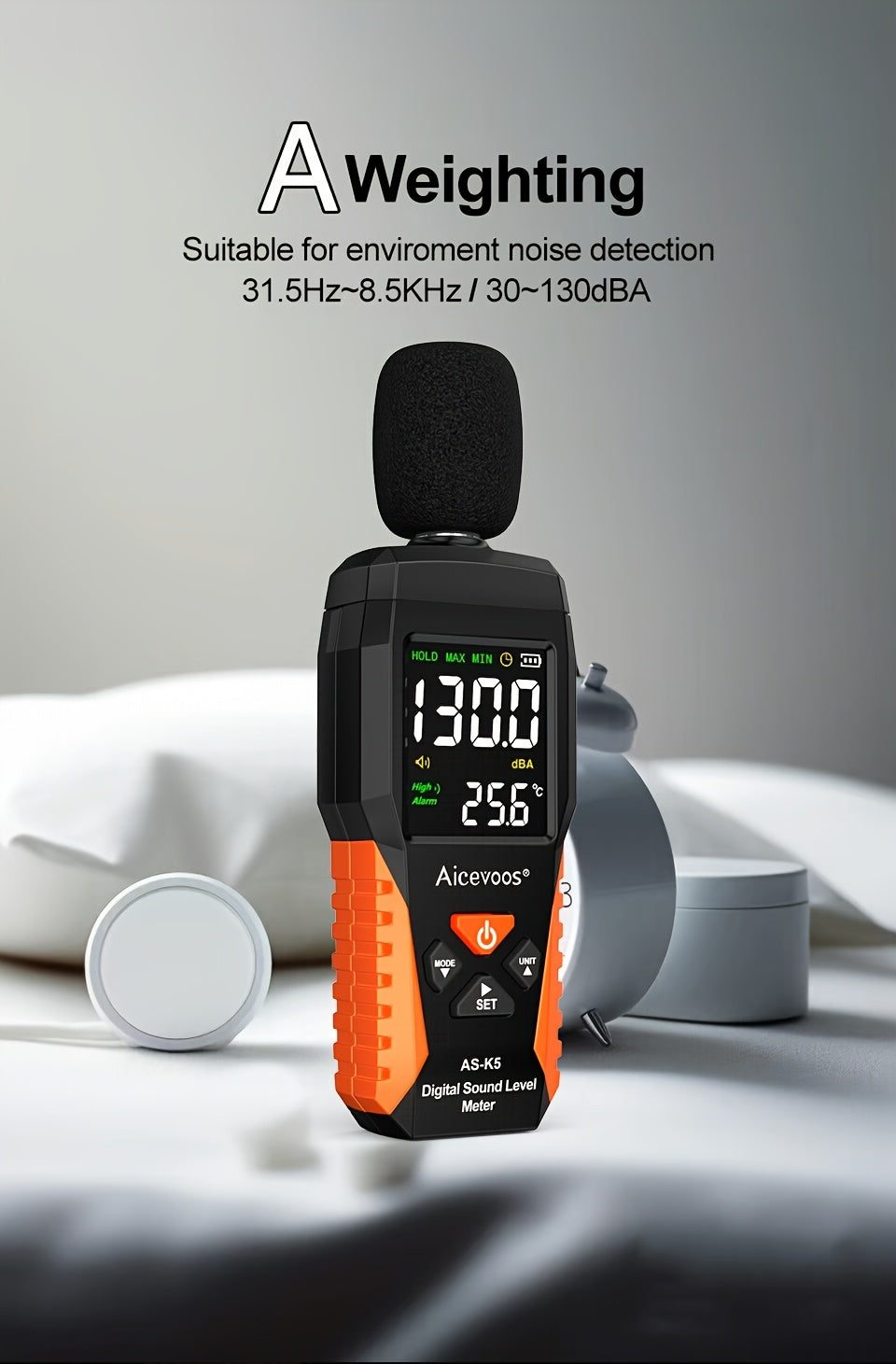 Draagbare digitale geluidsmeter – 30 tot 130 dB