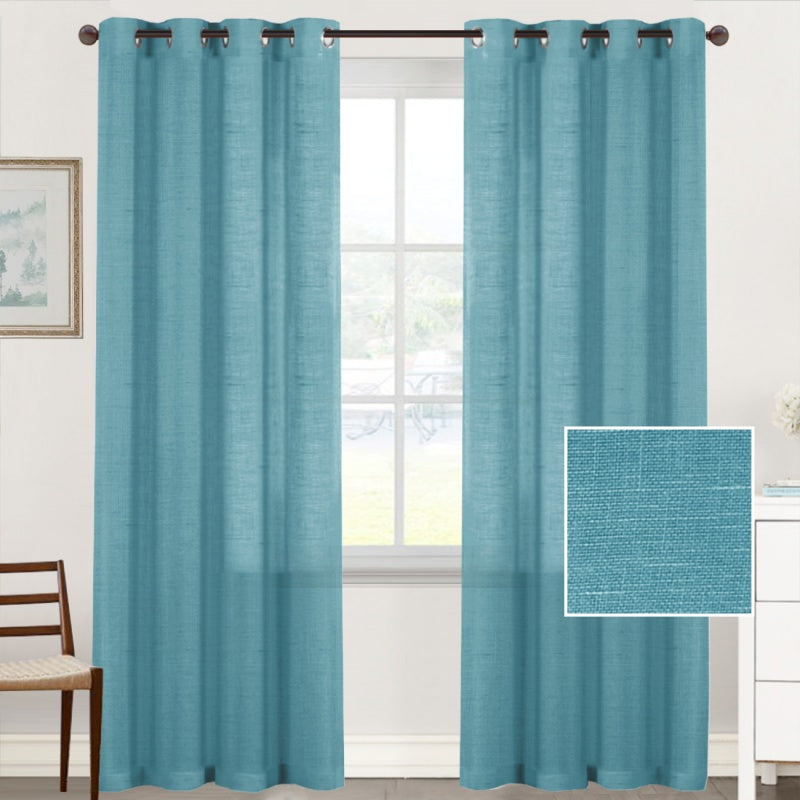 Voilegordijnen met linnenmix - Set van 2 met ringen