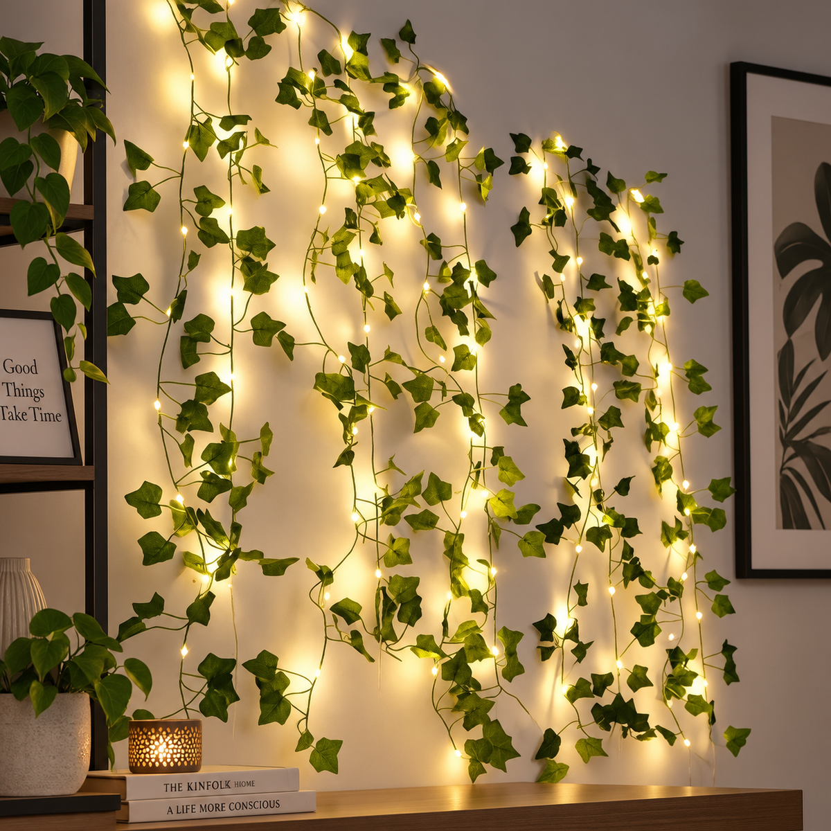 Klimop LED lichtslinger - Warm wit op batterijen