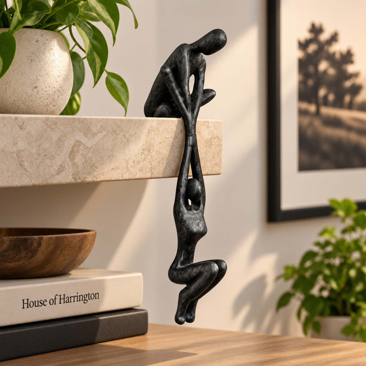 Omhelzend koppelsculptuur - Handgemaakt polystone beeld