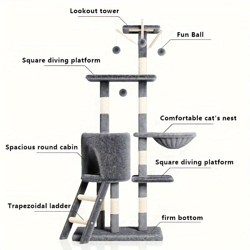 Multilevel Kattentoren met Krabpaal en Rustplatforms