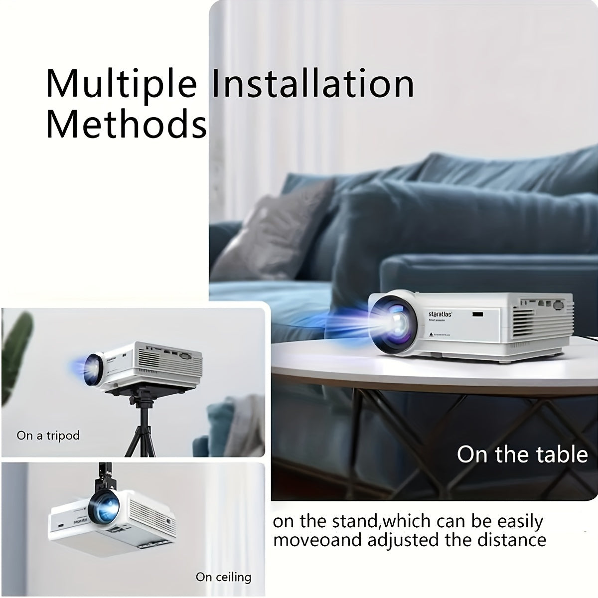 Draagbare native 1080p-projector met wifi en 4K-ondersteuning