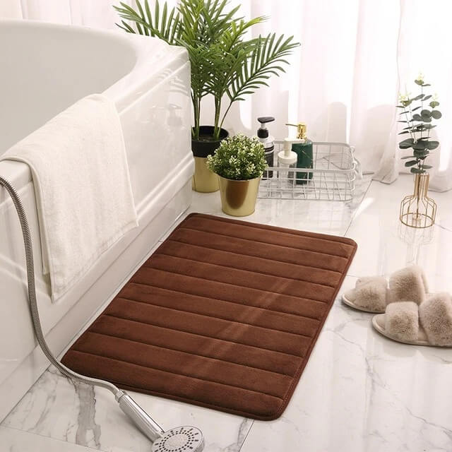 Badmat van traagschuim - Koraalfleece met antislip