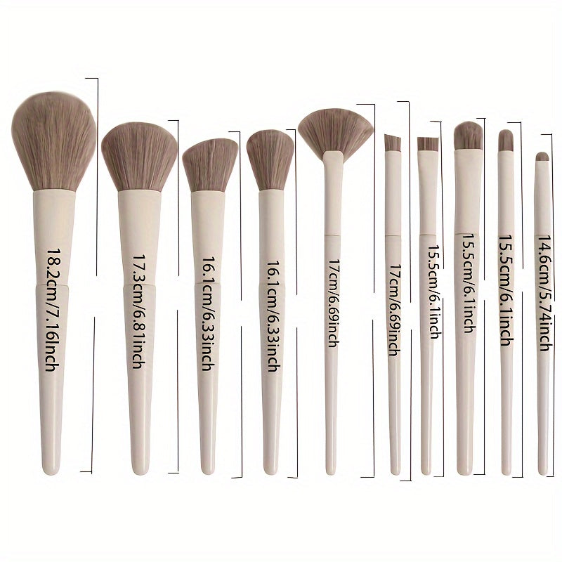 Zachte ovale make-upkwastenset - 10 stuks