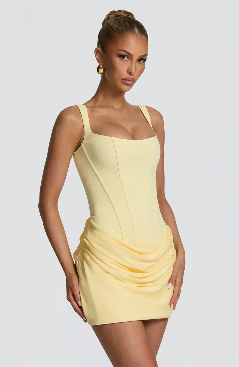 Elegante mini-jurk met corsettop en plooidetails
