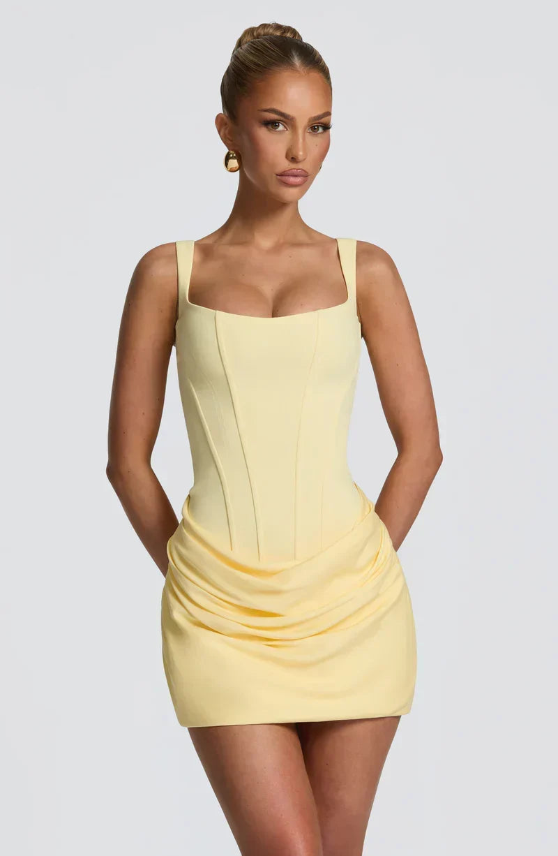 Elegante mini-jurk met corsettop en plooidetails
