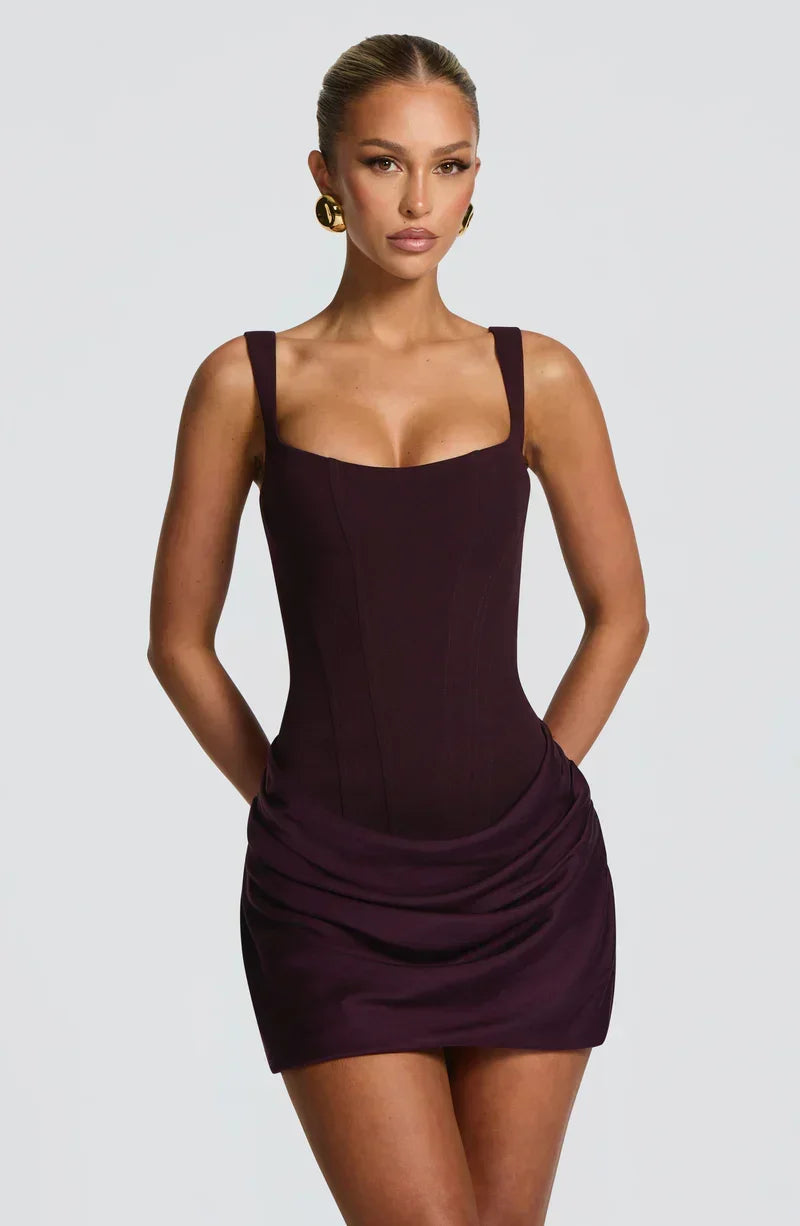 Elegante mini-jurk met corsettop en plooidetails