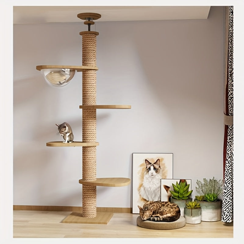 Moderne Multilevel Kattenboom van Grenenhout met Hangbed