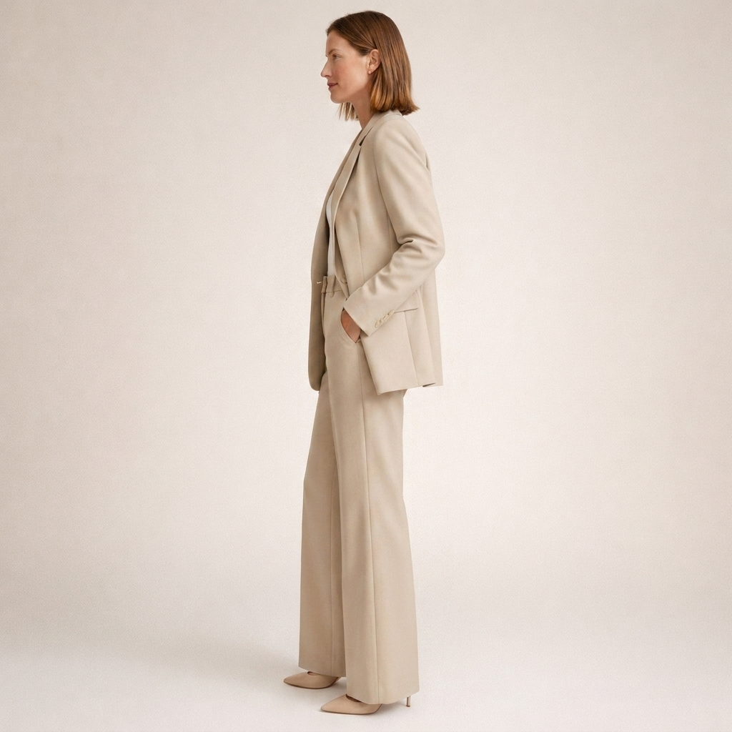 Stijlvol damespak met blazer en flared broek