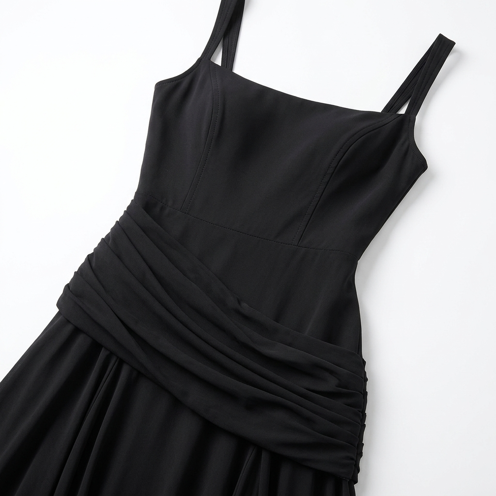 Elegante maxi-jurk met gerimpelde taille en split