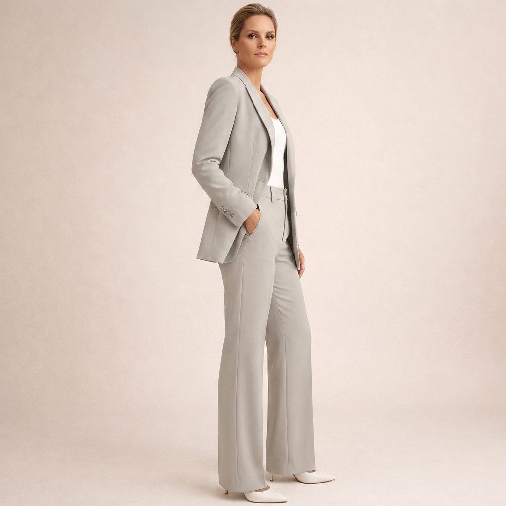 Stijlvol damespak met blazer en flared broek