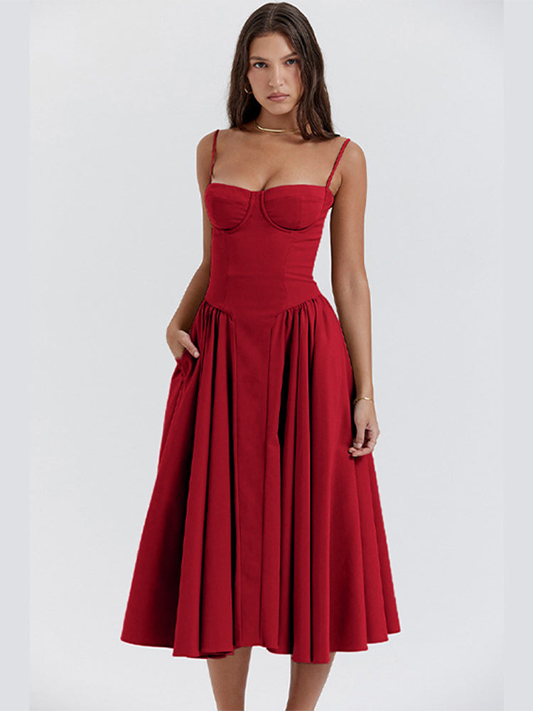 Elegante midi-jurk met corsettop