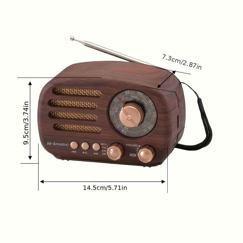 Draagbare retro radio met houtlook en draadloze luidspreker