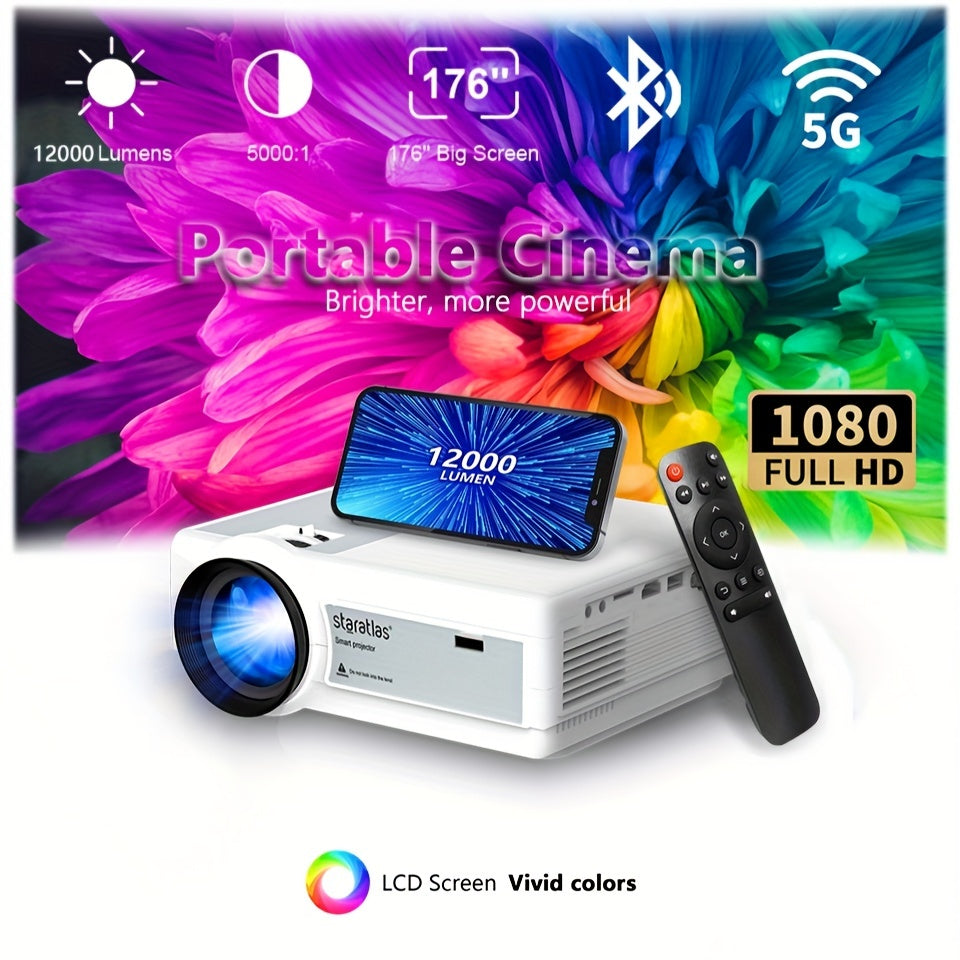 Draagbare native 1080p-projector met wifi en 4K-ondersteuning