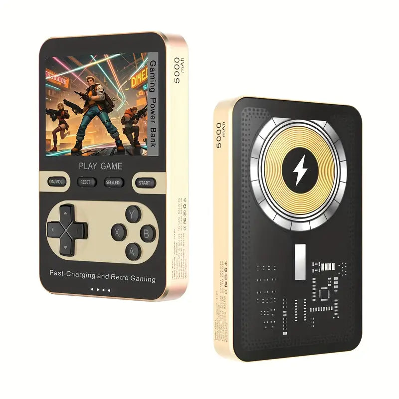 Retro handheld spelconsole met 5000mAh-powerbank