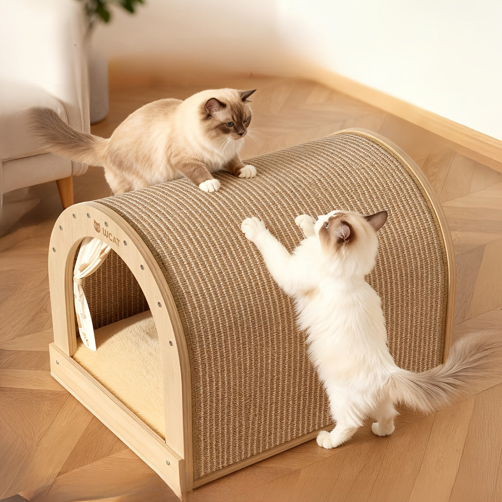 Gebogen Kattenbed met Geïntegreerde Sisal Krabplank
