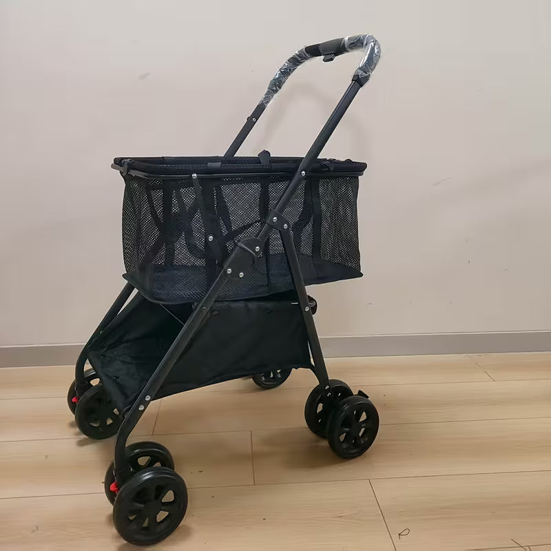 Opvouwbare boodschappenwagen met zwenkwielen en afneembare tas