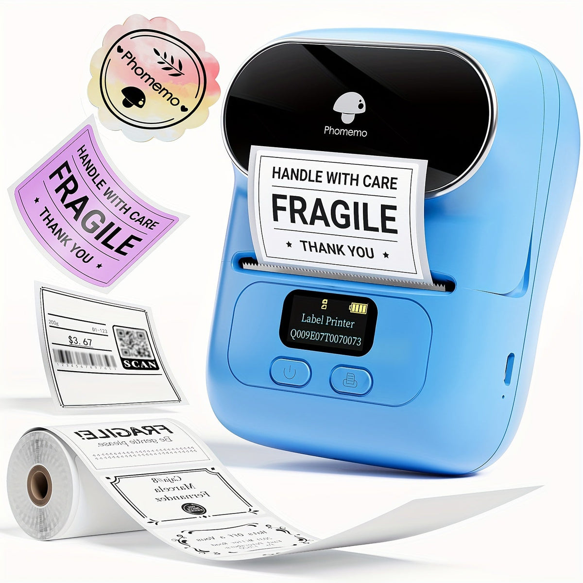 Draagbare draadloze labelmaker met één labelrol