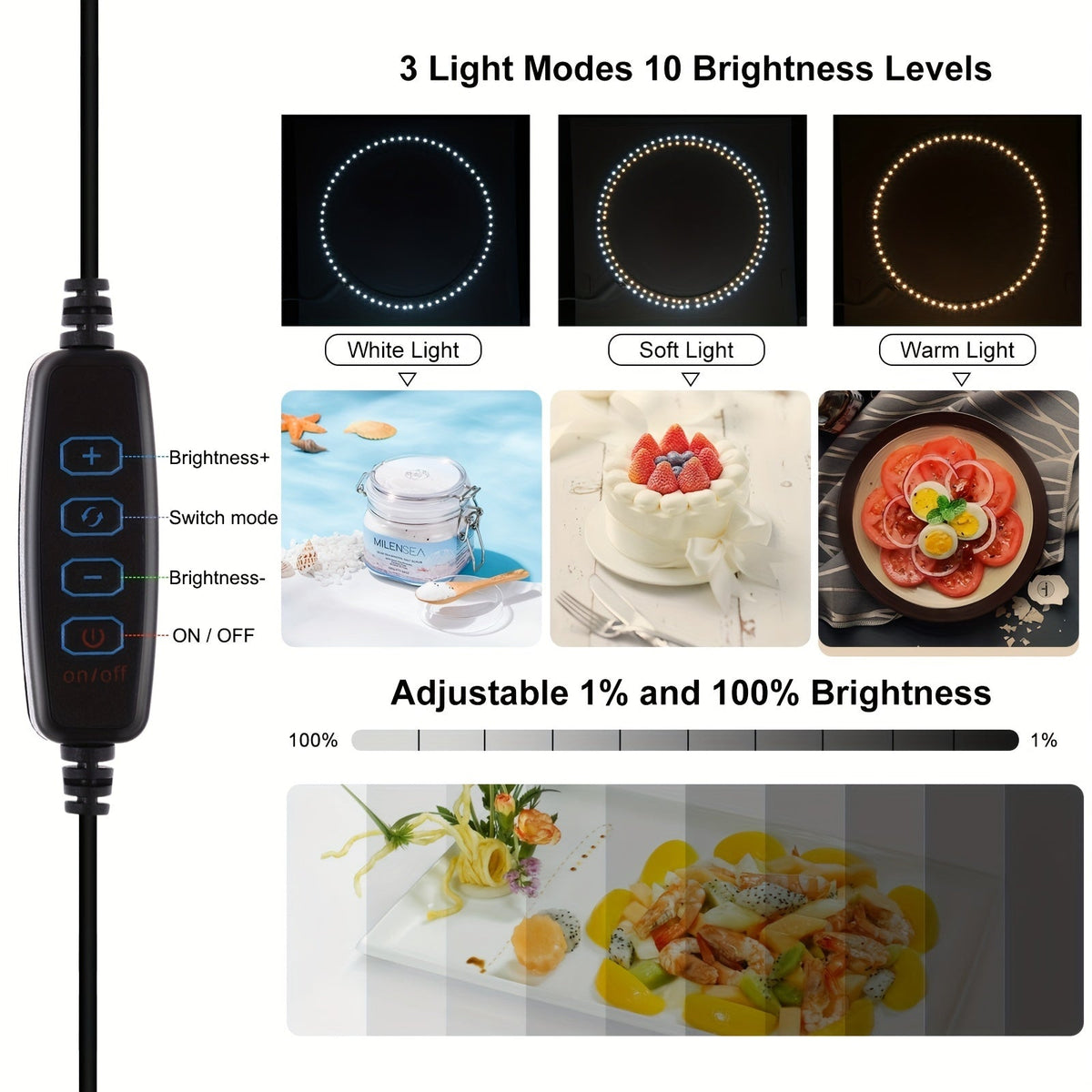 Opvouwbare fototent met ringverlichting en achtergronden - 25 cm