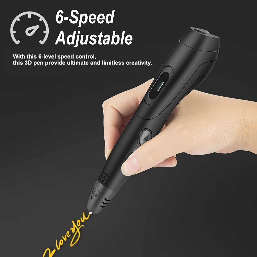 3D-pen set met 6 snelheden en 12 kleuren PLA
