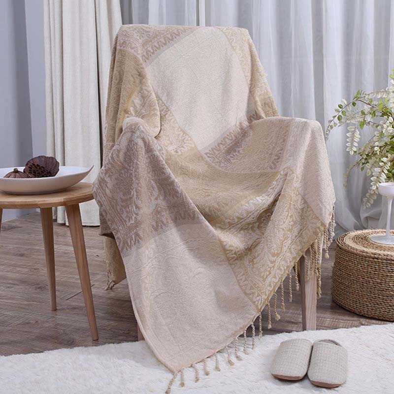 Bohemian chenille plaid - Jacquardpatroon met franjes