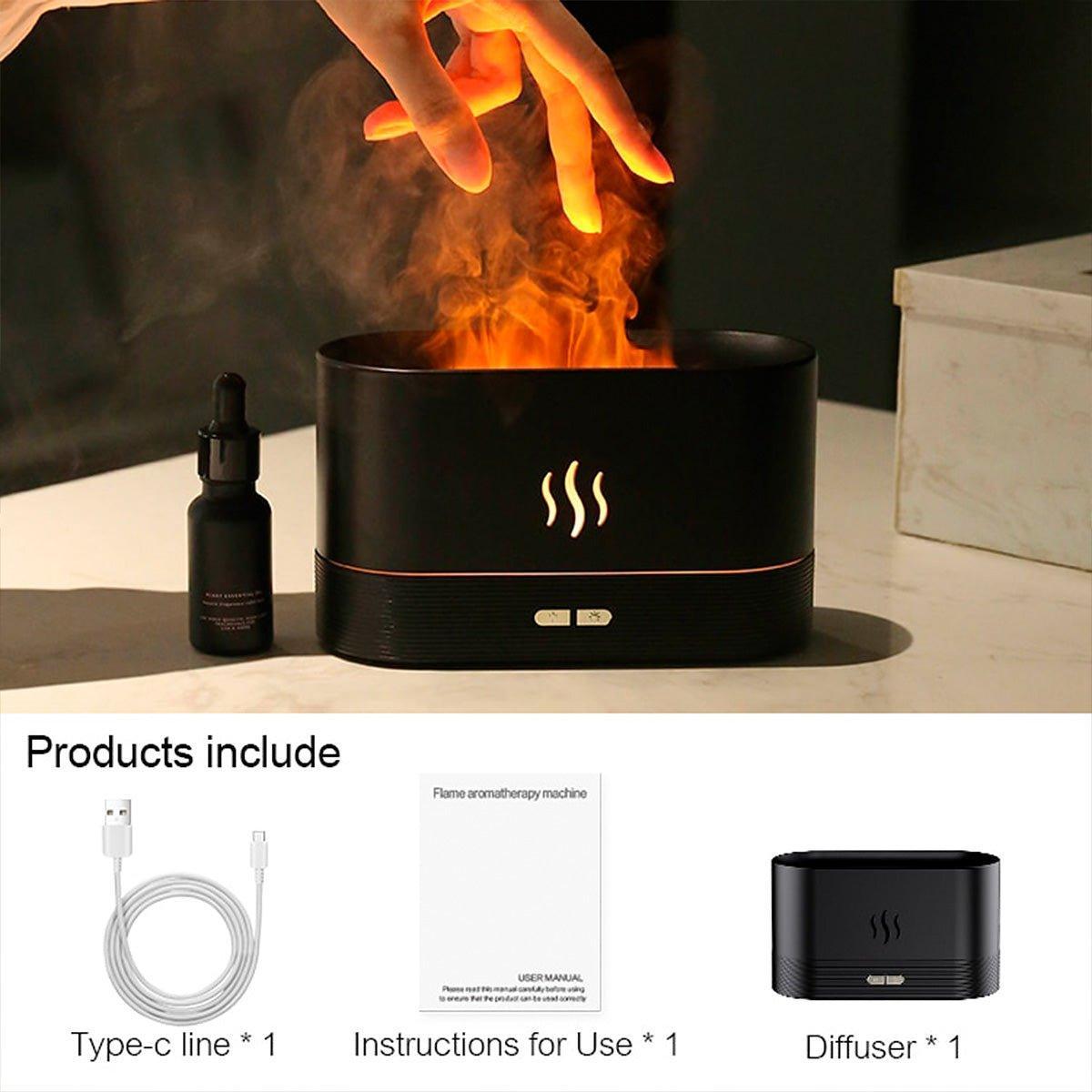 Aroma diffuser met vlameffect - 180 ml met LED licht