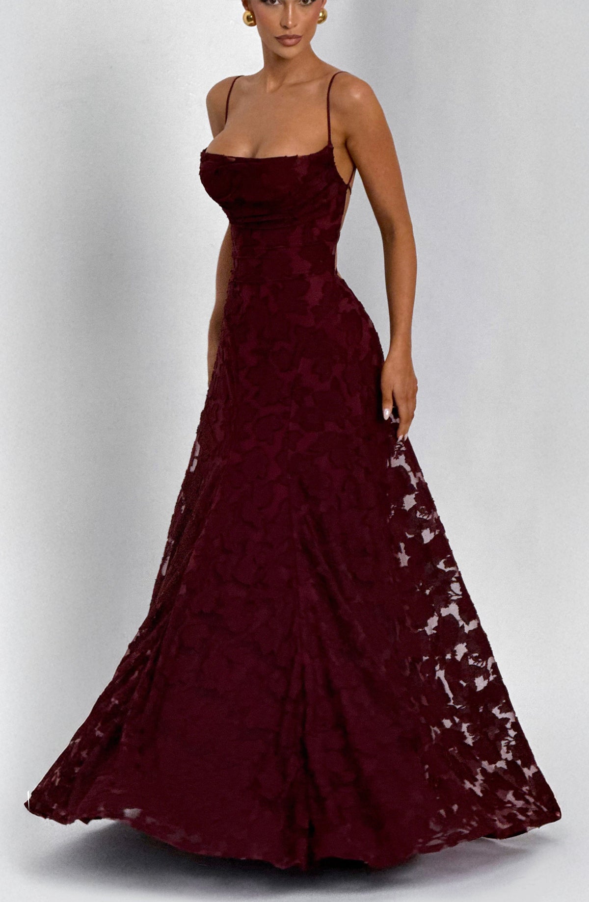 Romantische maxi-jurk met bloemen- en kantdetails