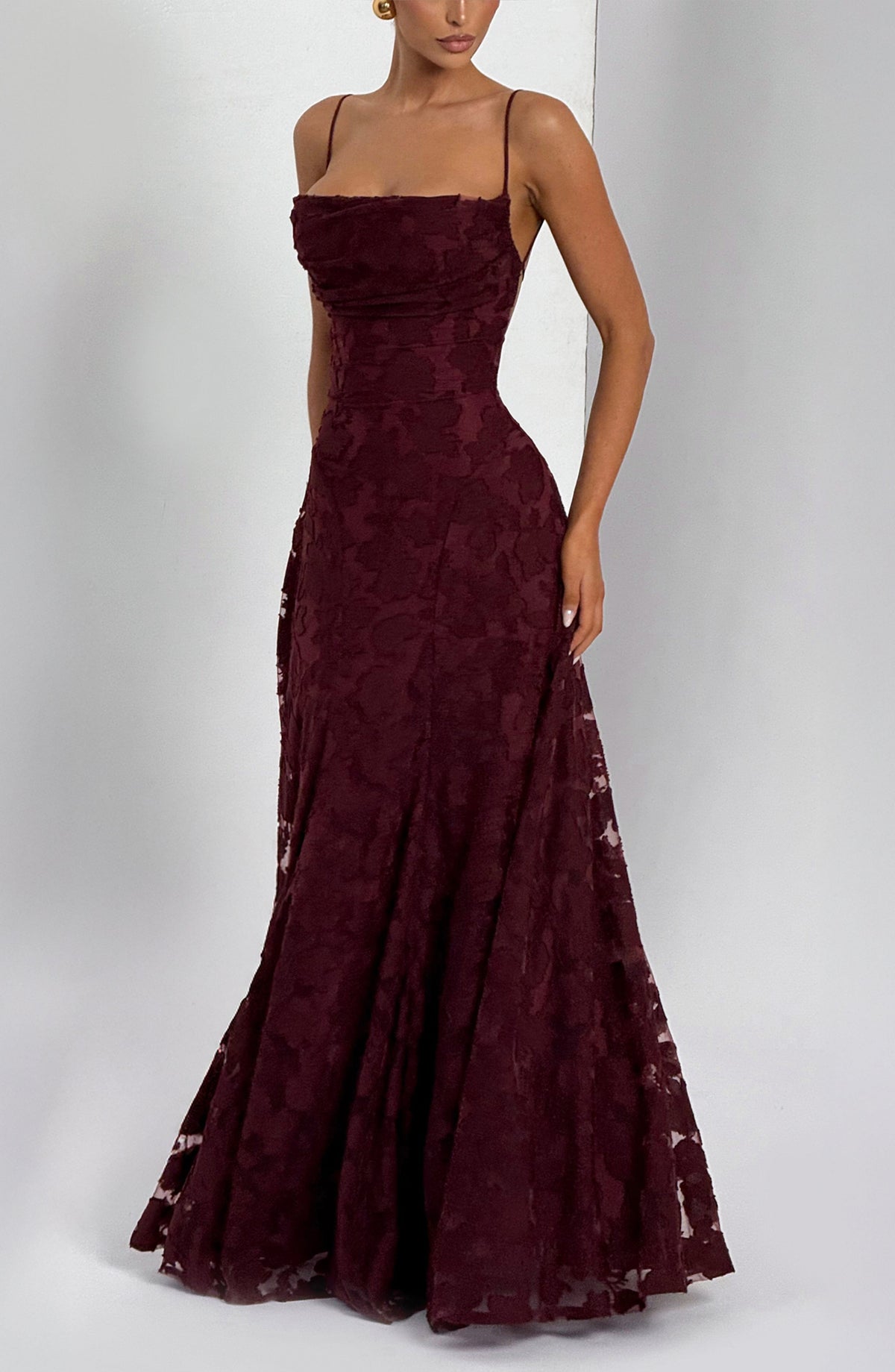 Romantische maxi-jurk met bloemen- en kantdetails