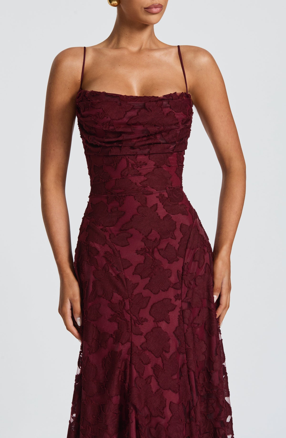 Romantische maxi-jurk met bloemen- en kantdetails