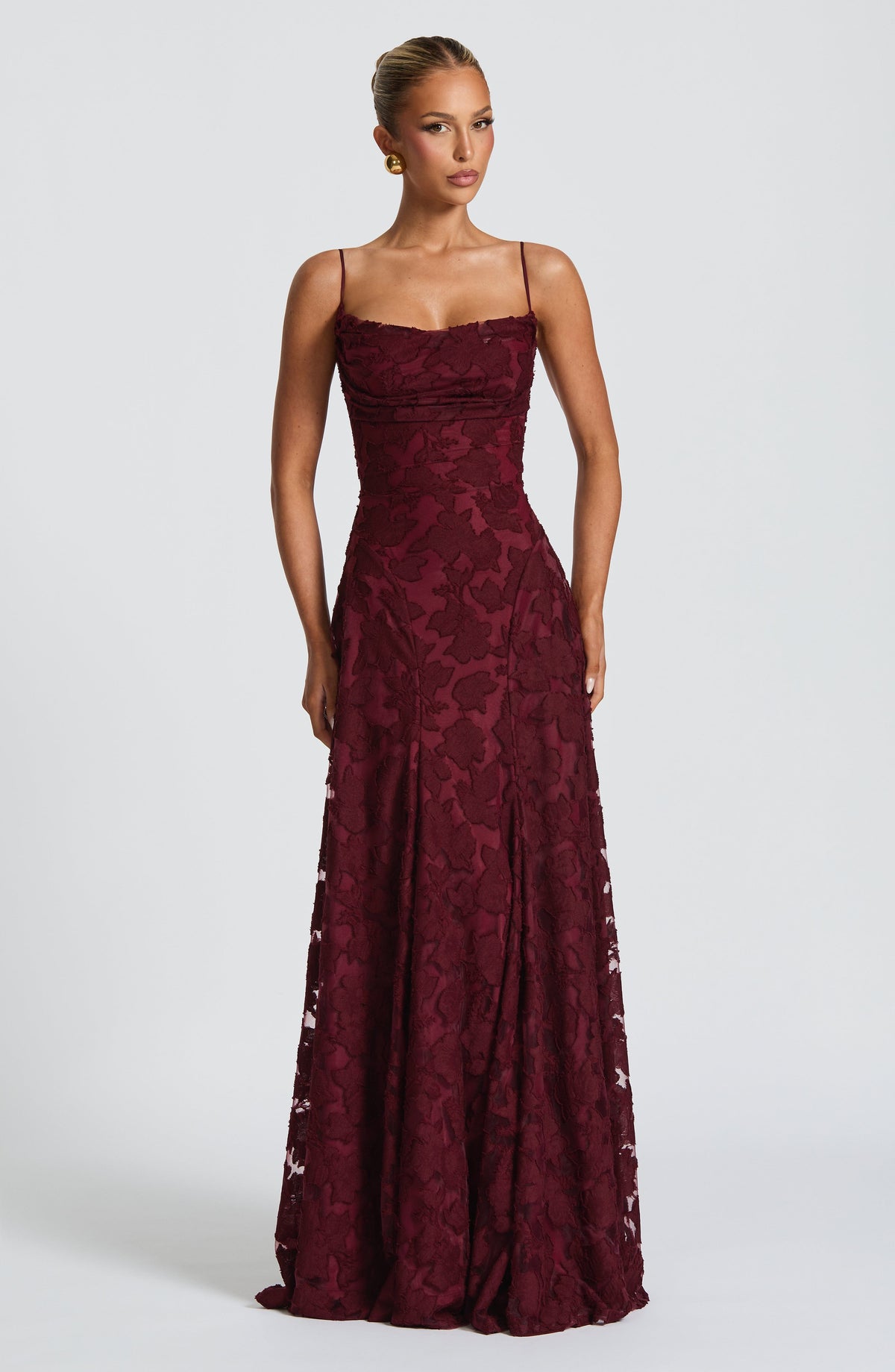 Romantische maxi-jurk met bloemen- en kantdetails