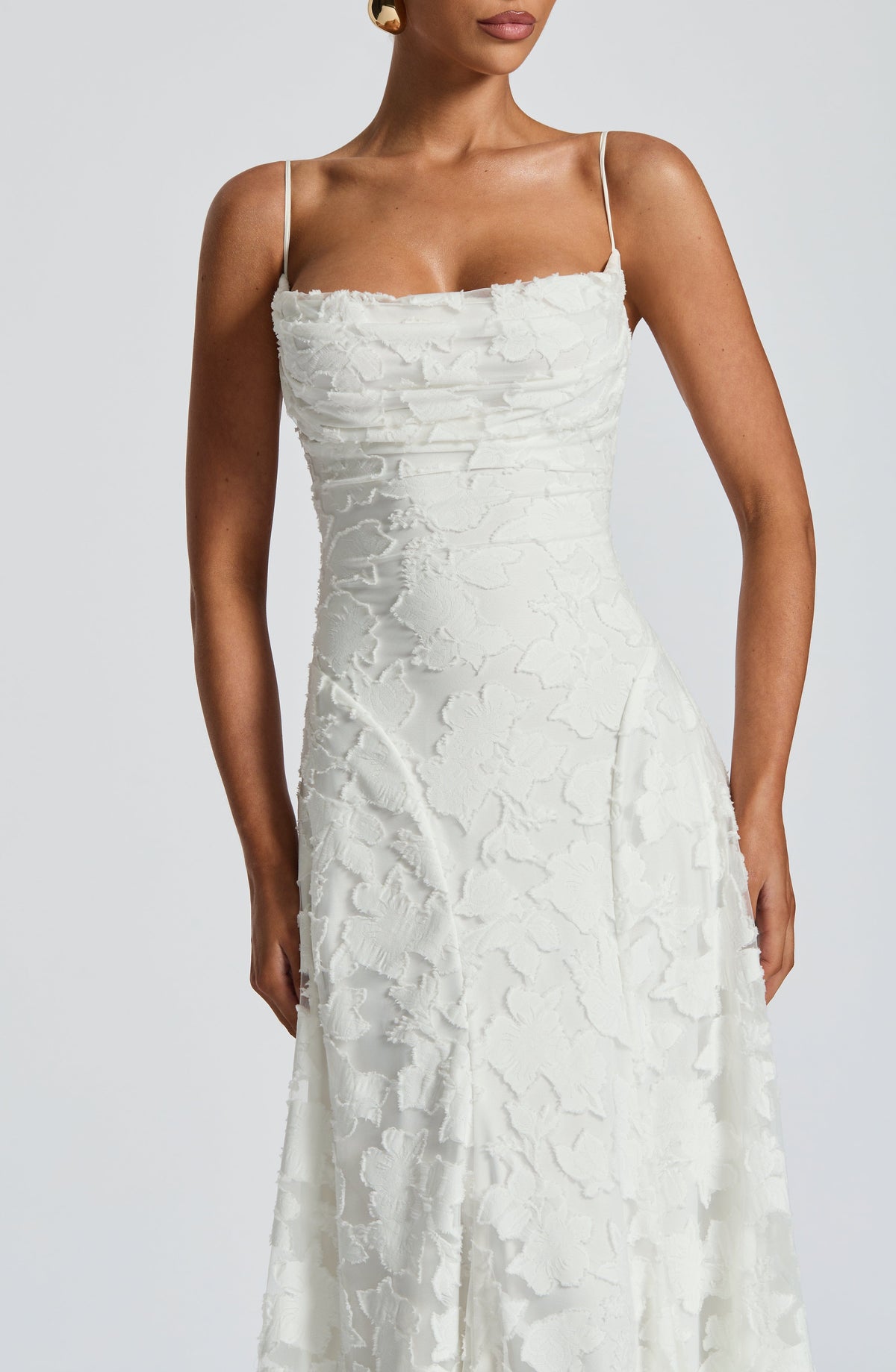 Romantische maxi-jurk met bloemen- en kantdetails