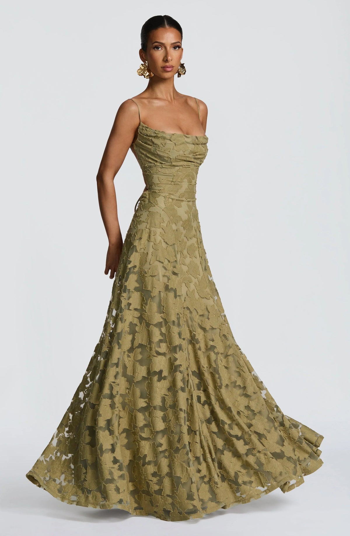 Romantische maxi-jurk met bloemen- en kantdetails