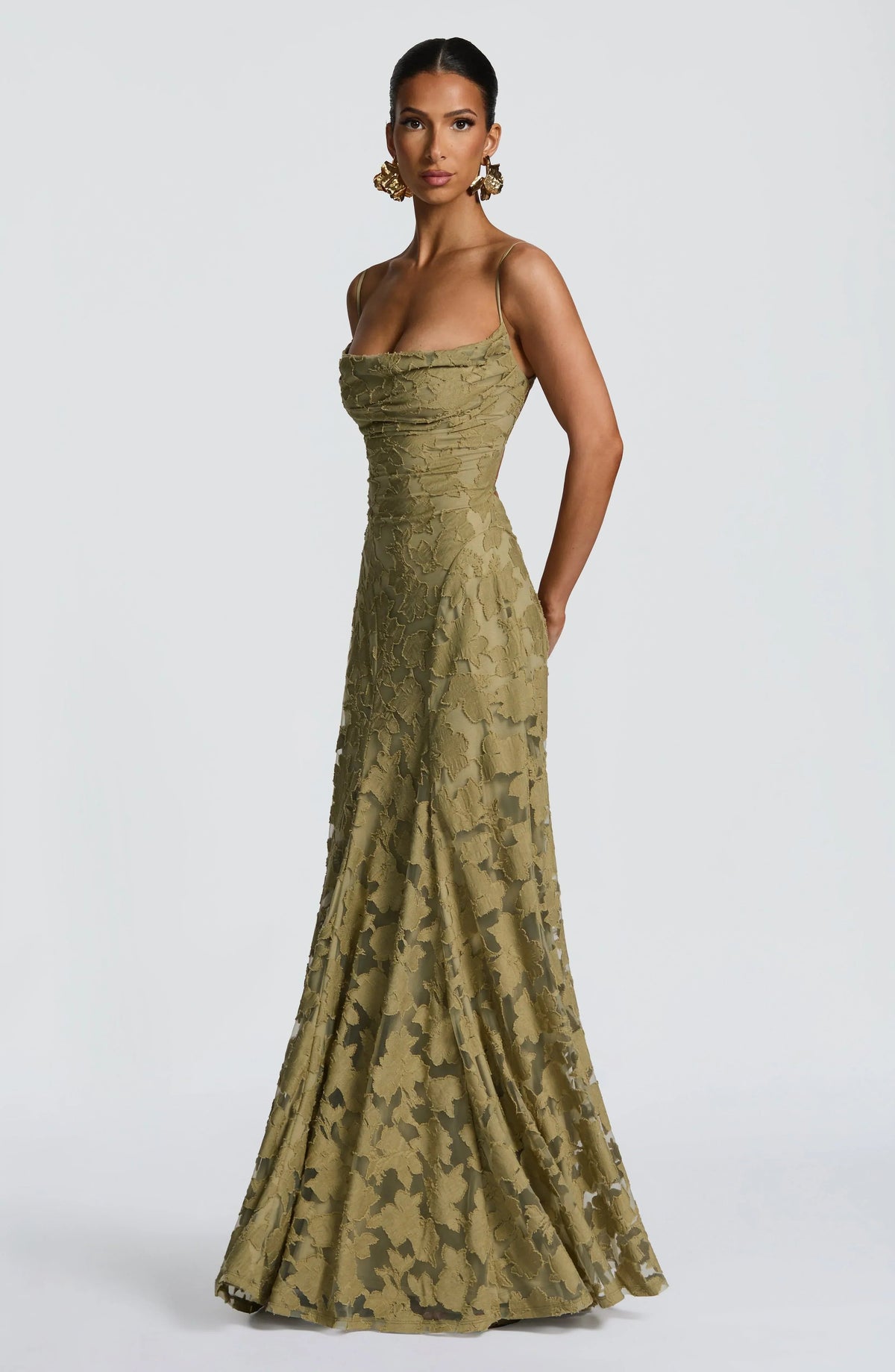 Romantische maxi-jurk met bloemen- en kantdetails