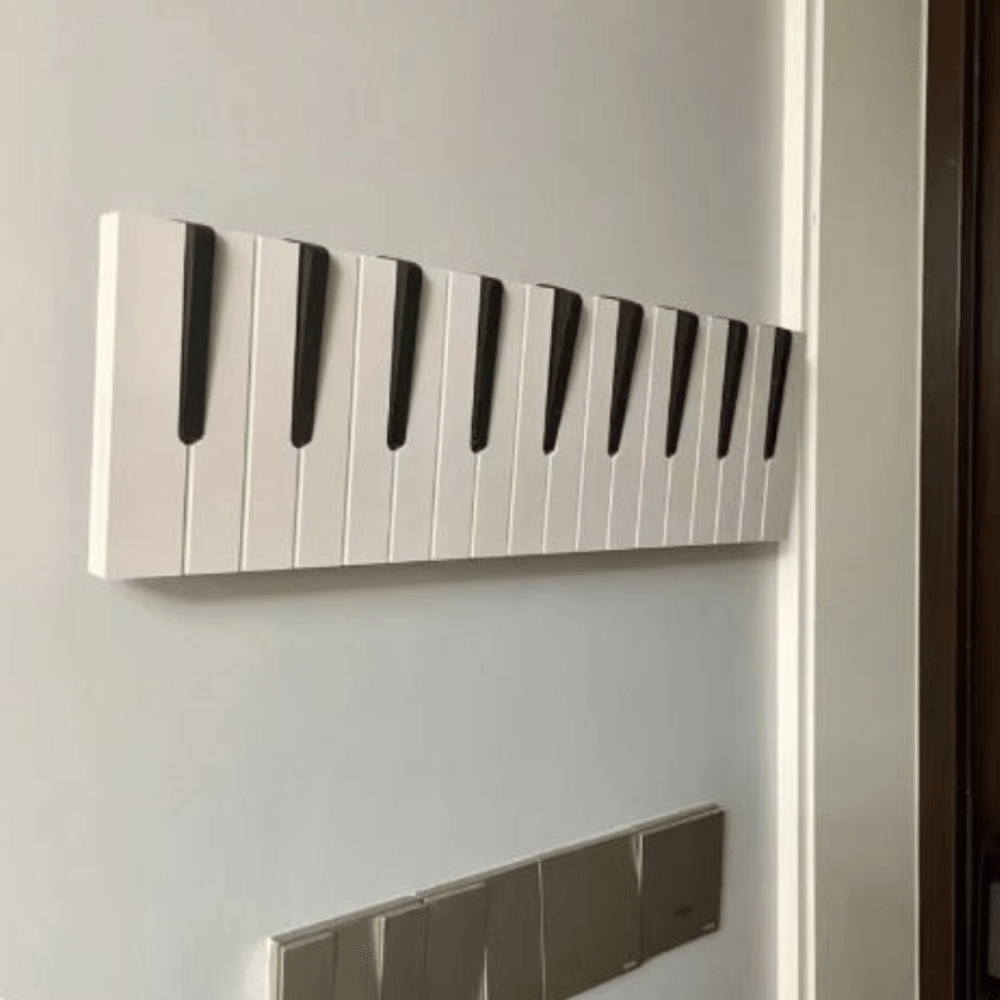 Kapstok met pianotoetsen - Zwart-wit met 9 haken