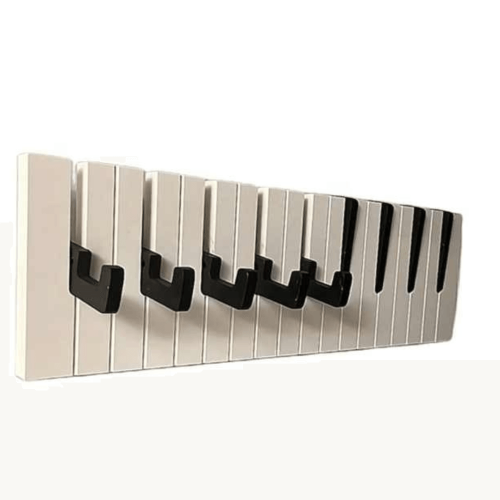 Kapstok met pianotoetsen - Zwart-wit met 9 haken