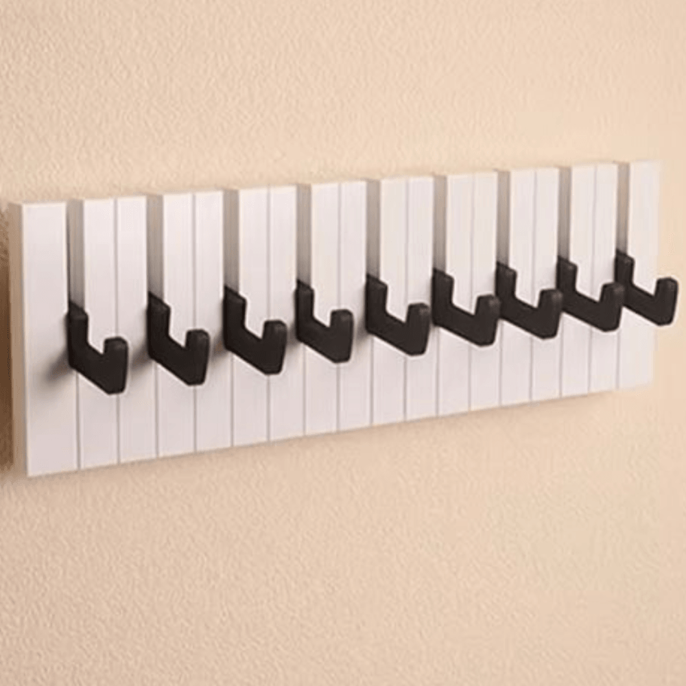 Kapstok met pianotoetsen - Zwart-wit met 9 haken