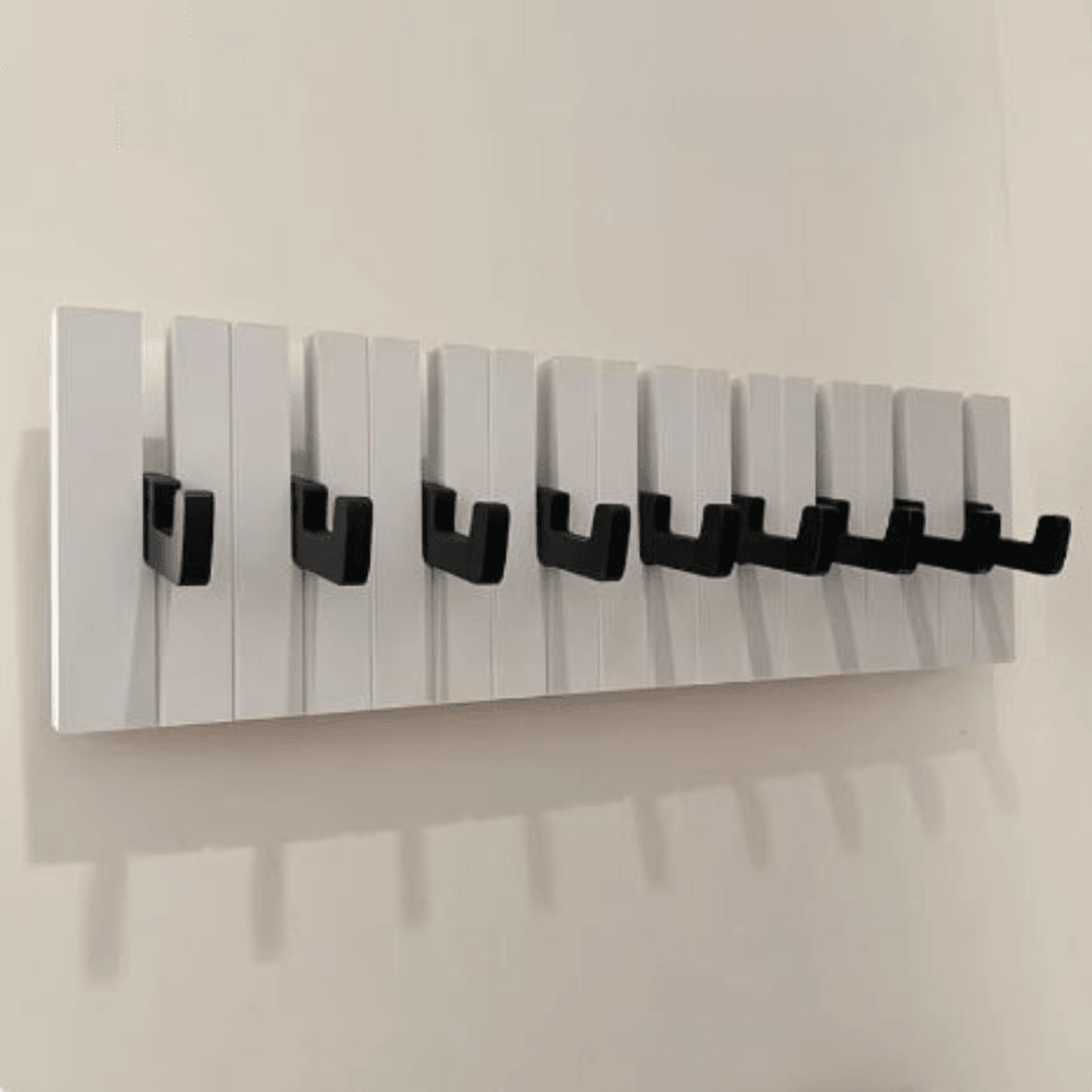 Kapstok met pianotoetsen - Zwart-wit met 9 haken