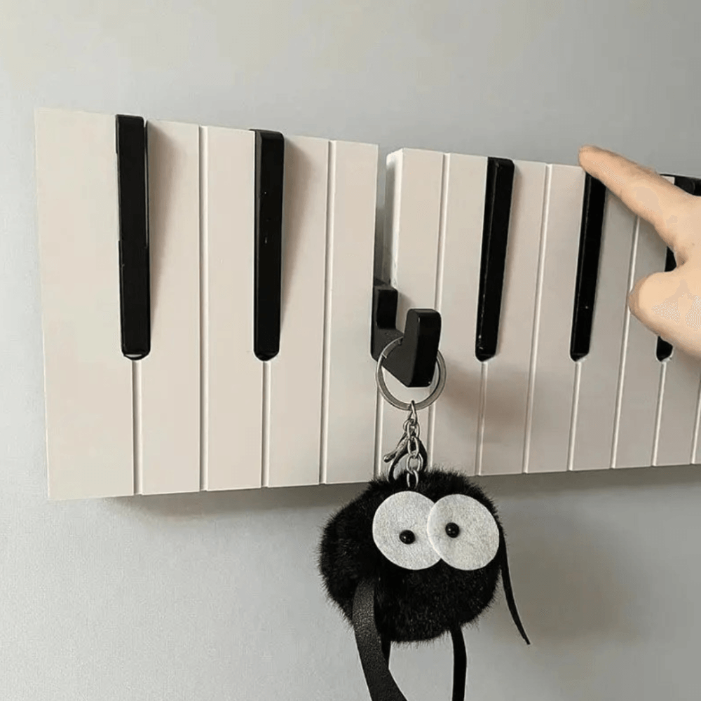 Kapstok met pianotoetsen - Zwart-wit met 9 haken