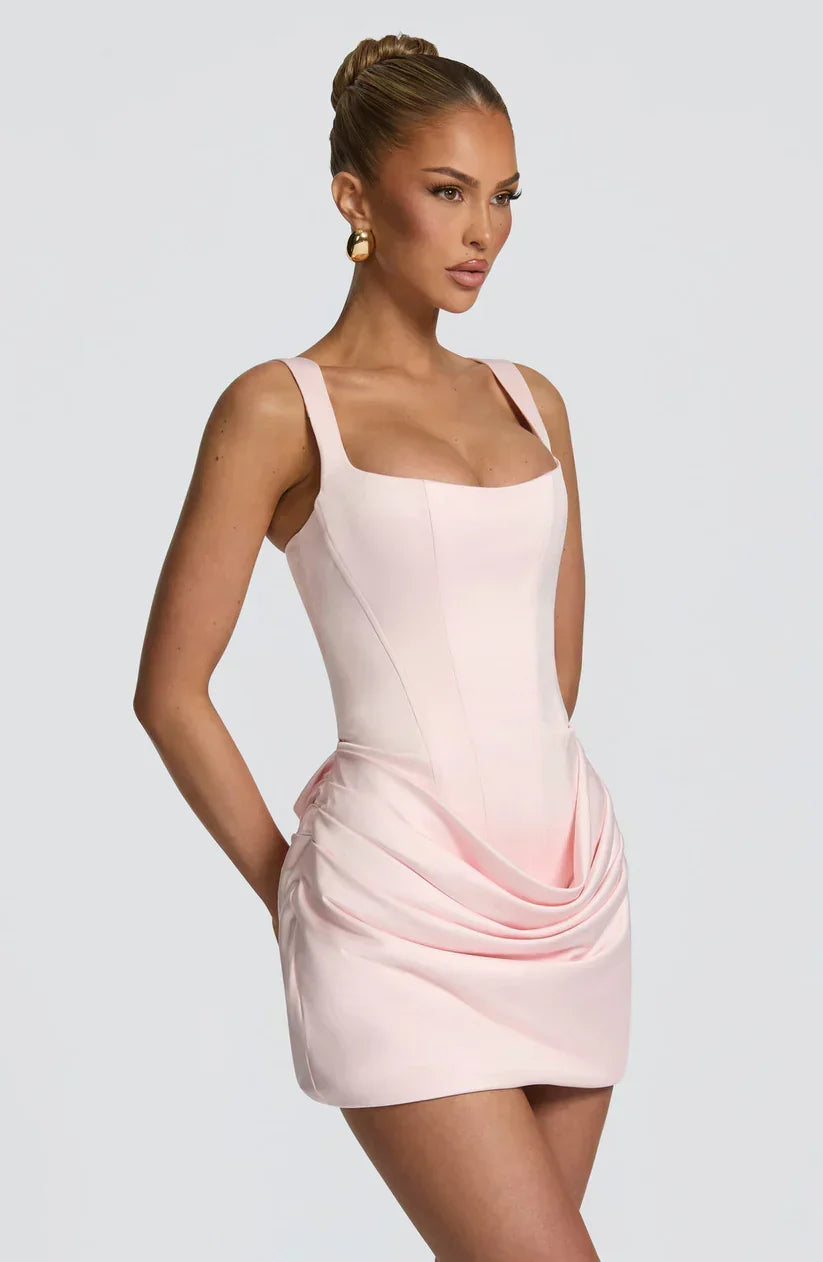 Elegante mini-jurk met corsettop en plooidetails