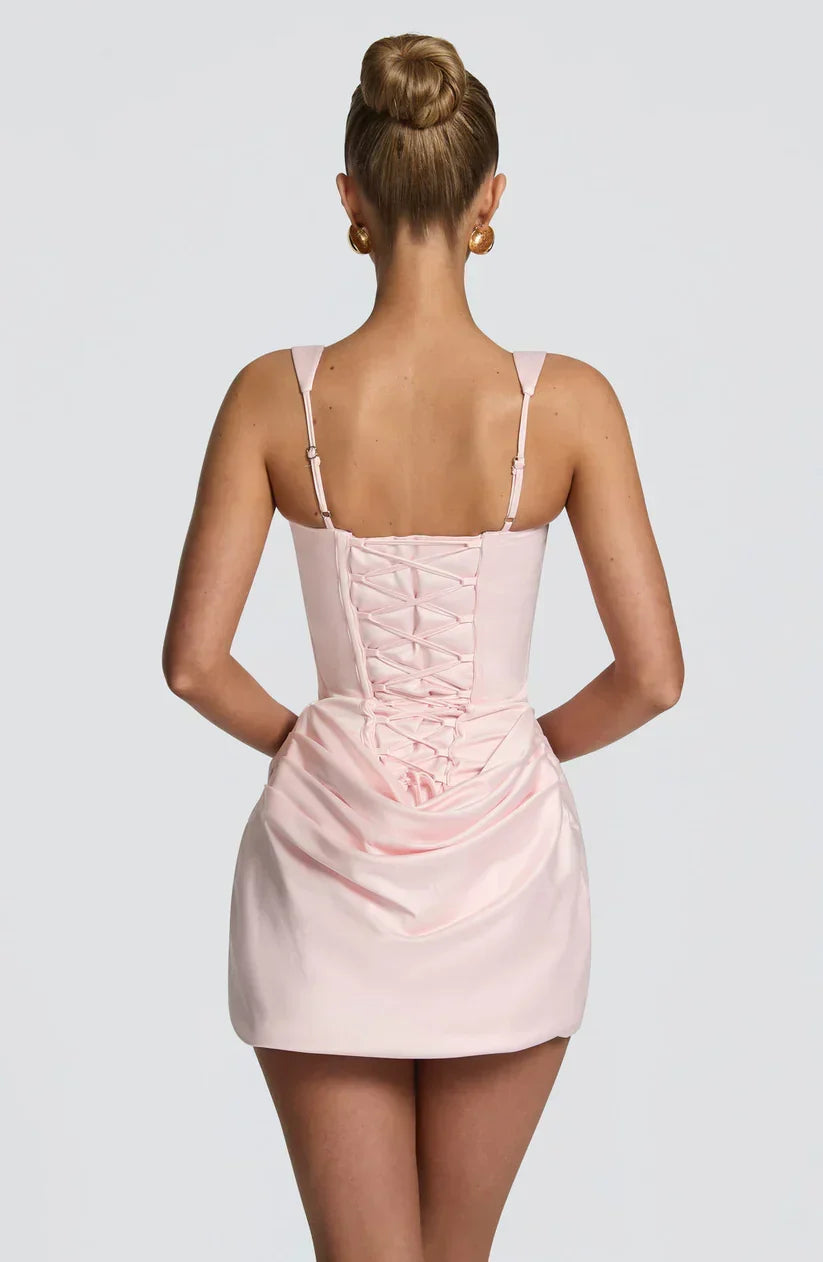 Elegante mini-jurk met corsettop en plooidetails