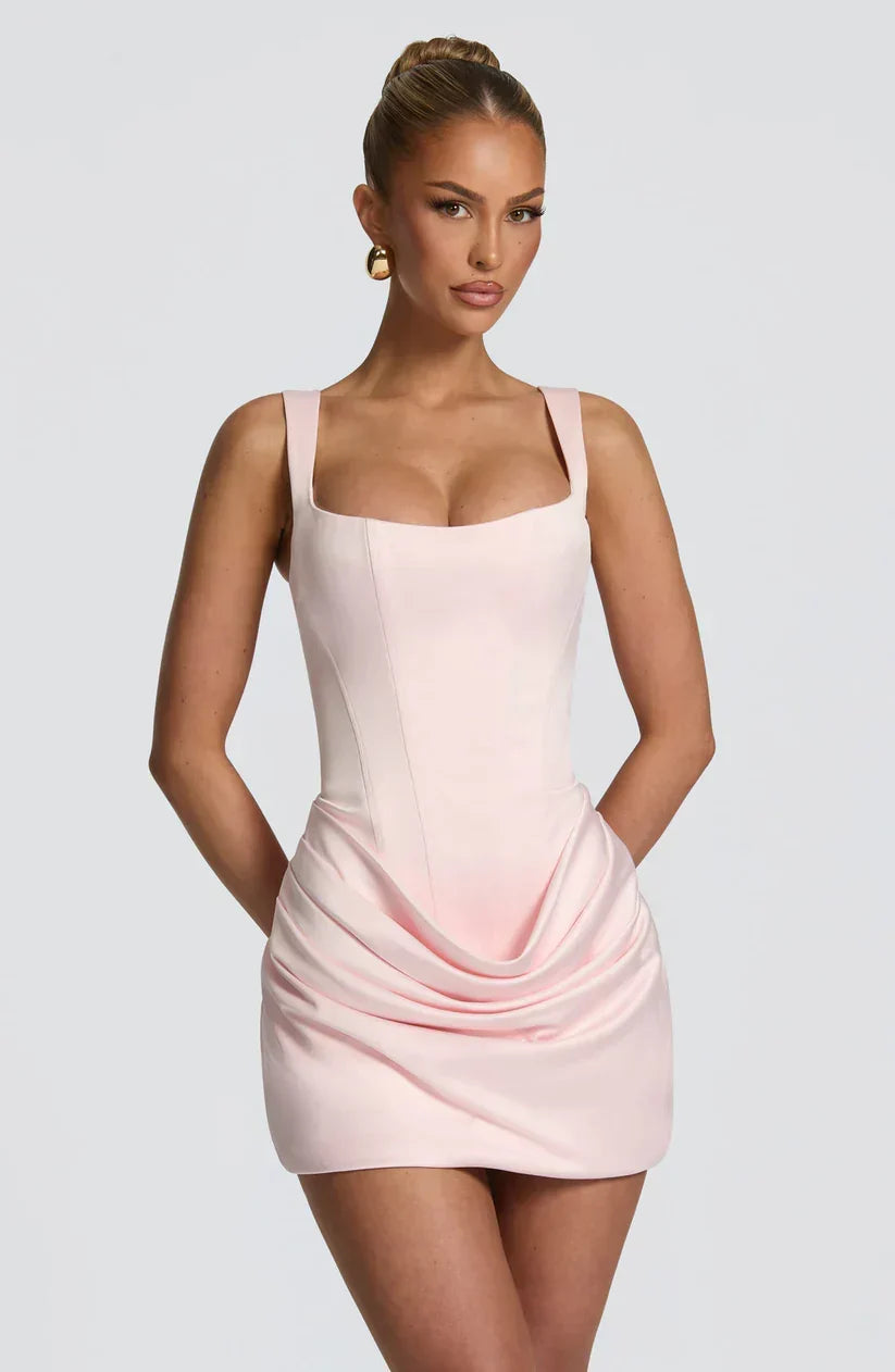 Elegante mini-jurk met corsettop en plooidetails
