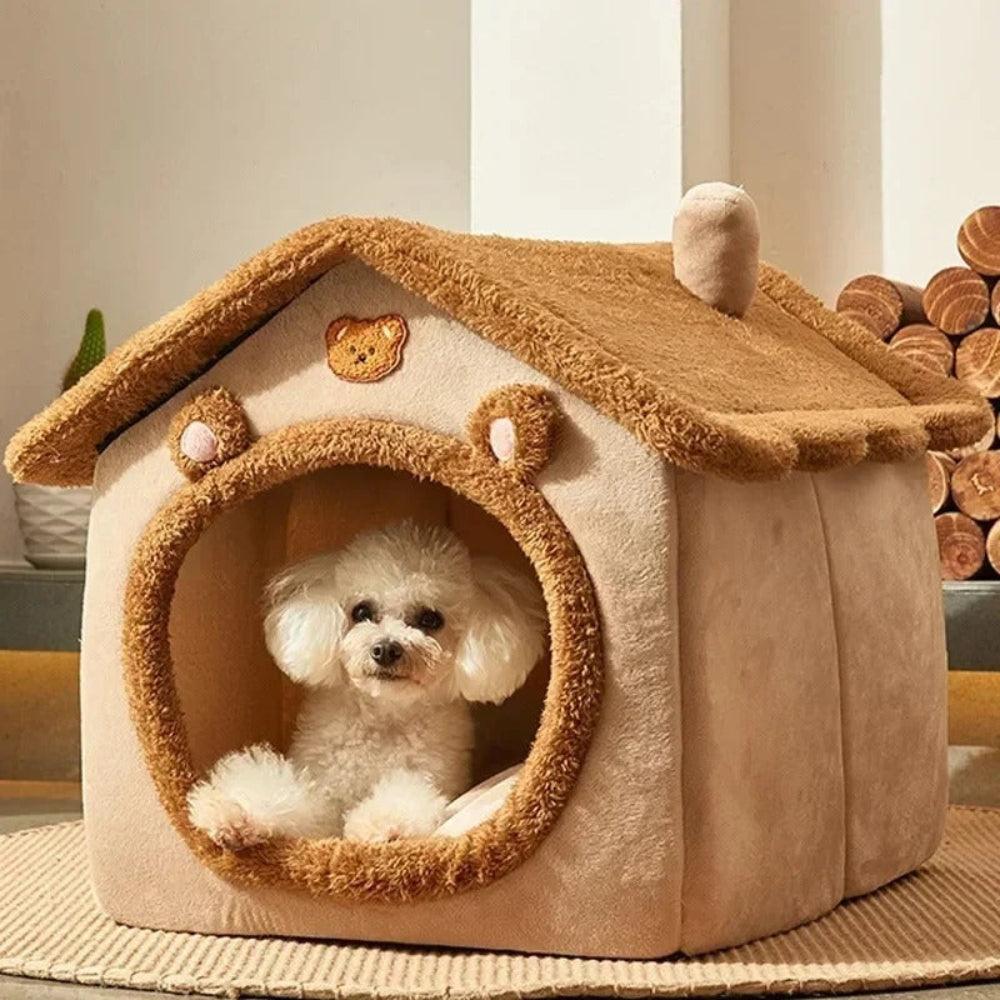 Demonteerbaar Pluche Huisdierhuisje voor Katten en Kleine Honden