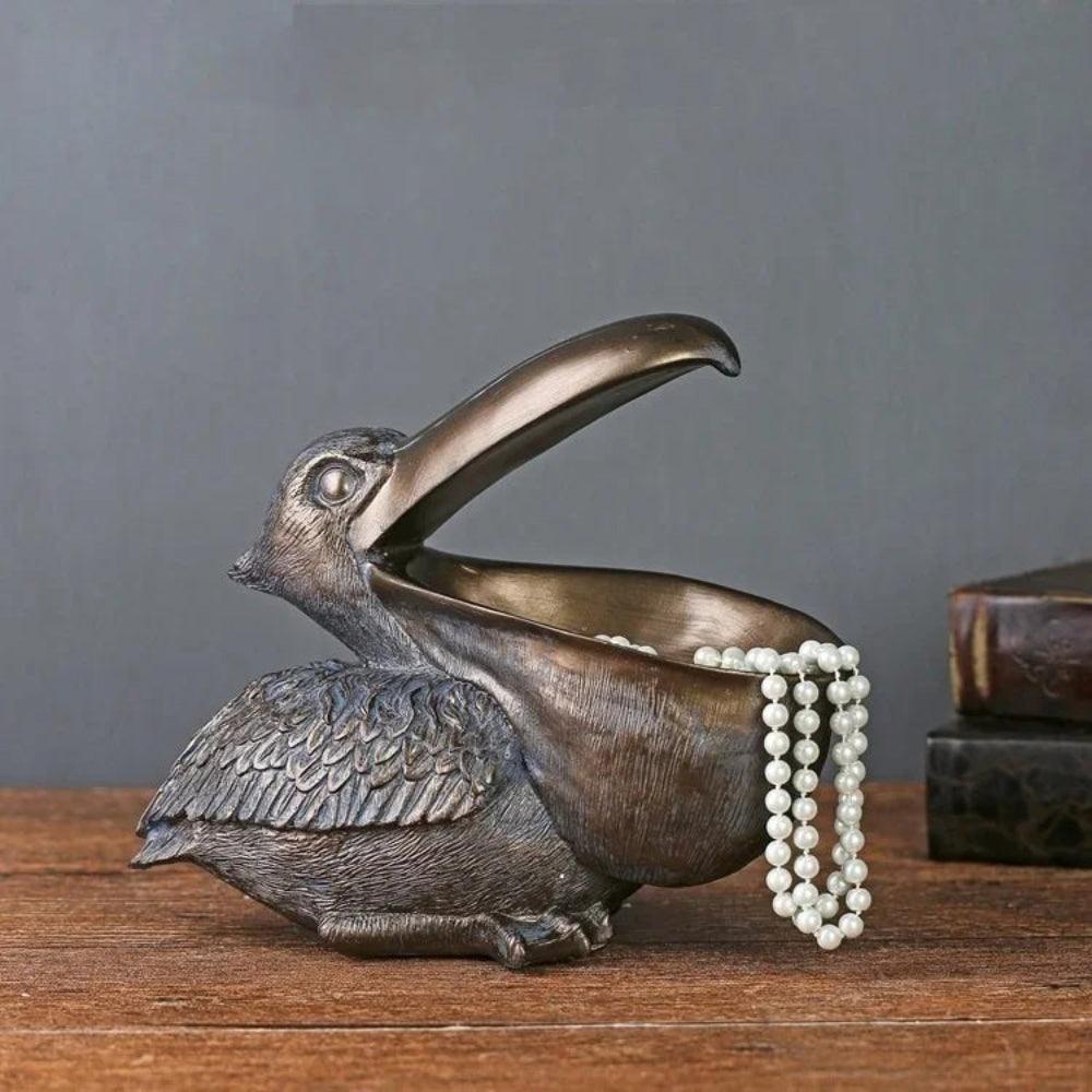 Pelikaan opbergbeeld - Decoratieve organizer van hars