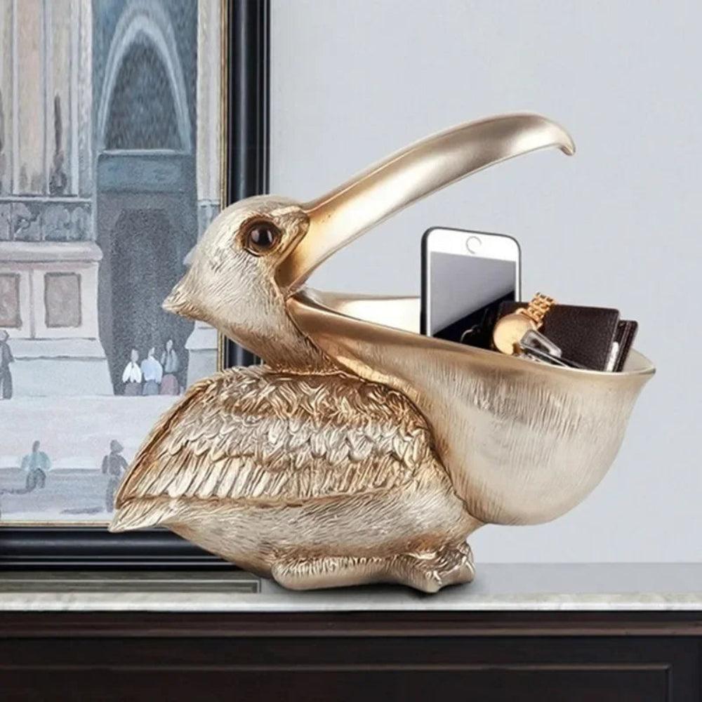 Pelikaan opbergbeeld - Decoratieve organizer van hars