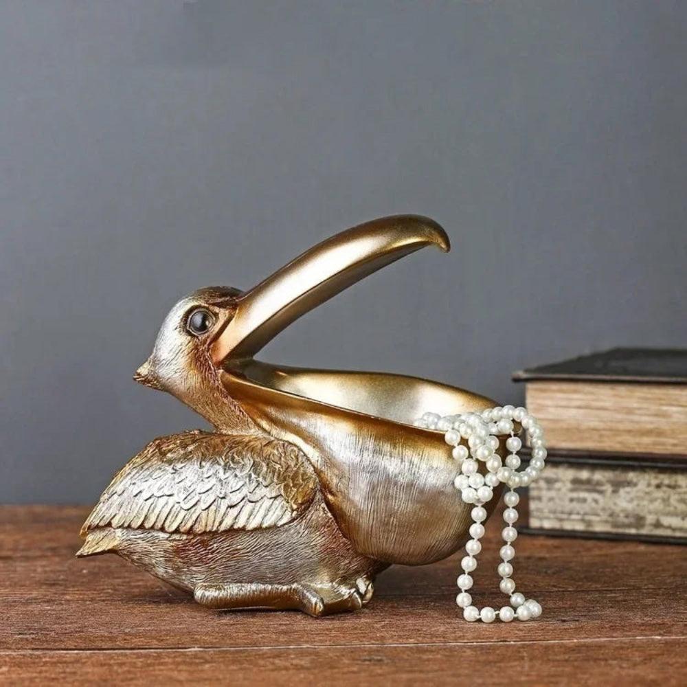 Pelikaan opbergbeeld - Decoratieve organizer van hars