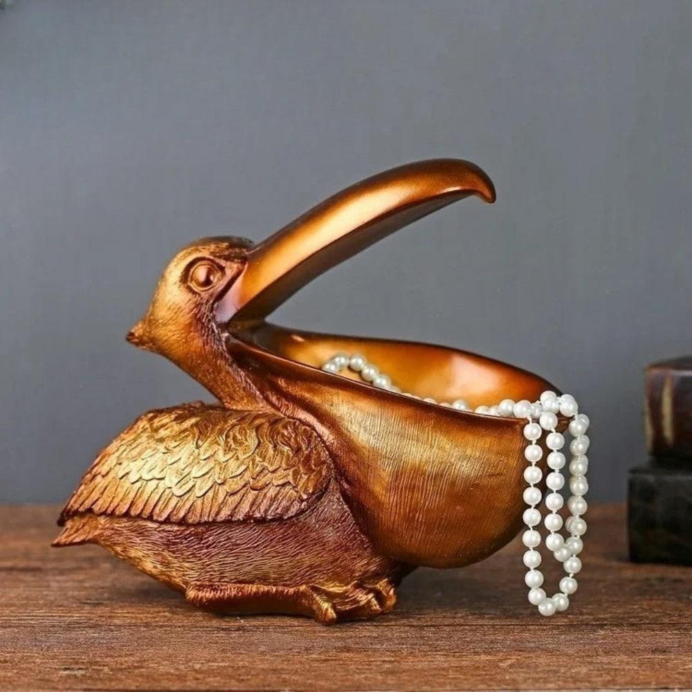 Pelikaan opbergbeeld - Decoratieve organizer van hars