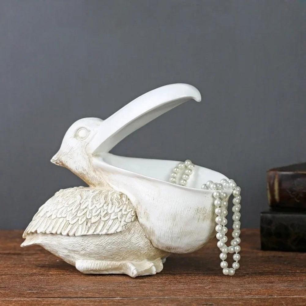 Pelikaan opbergbeeld - Decoratieve organizer van hars
